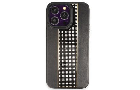 HDD iPhone 15 Pro Max Kılıf HBC-160 Almera Taşlı Kapak - Siyah
