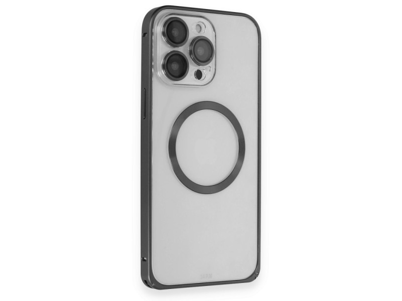 Joko iPhone 15 Pro Kılıf Metal Bumper Magneticsafe Kapak - Siyah