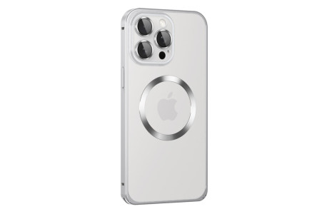 Joko iPhone 15 Pro Max Kılıf Metal Bumper Magneticsafe Kapak - Gümüş