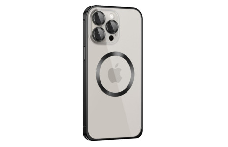 Joko iPhone 15 Pro Max Kılıf Metal Bumper Magneticsafe Kapak - Siyah