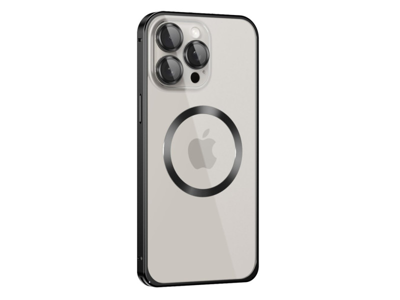 Joko iPhone 15 Pro Max Kılıf Metal Bumper Magneticsafe Kapak - Siyah