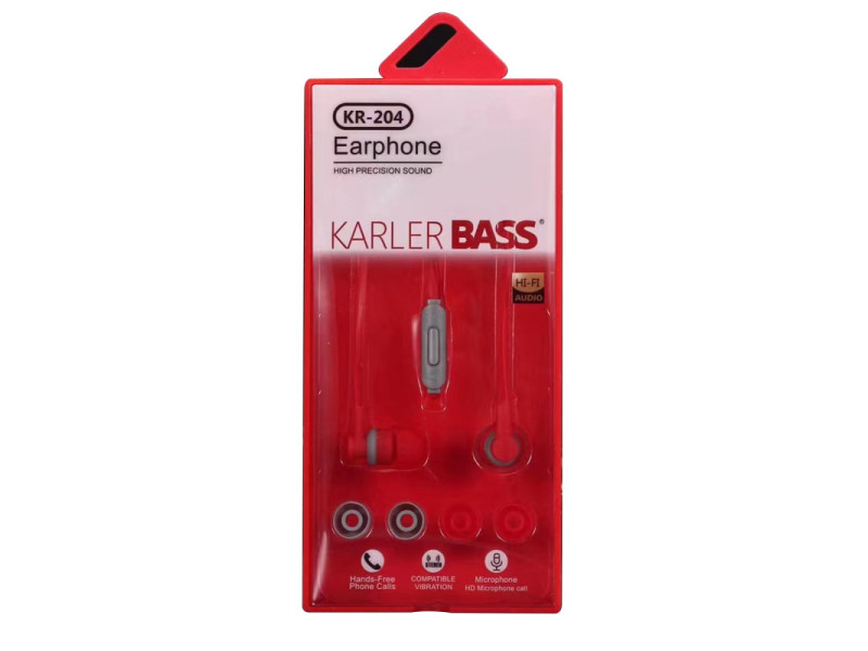 Karler Bass KR-204 Kablolu Kulaklık - Kırmızı