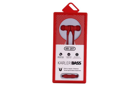 Karler Bass KR-207 Mıknatıslı Kablolu Kulaklık - Kırmızı