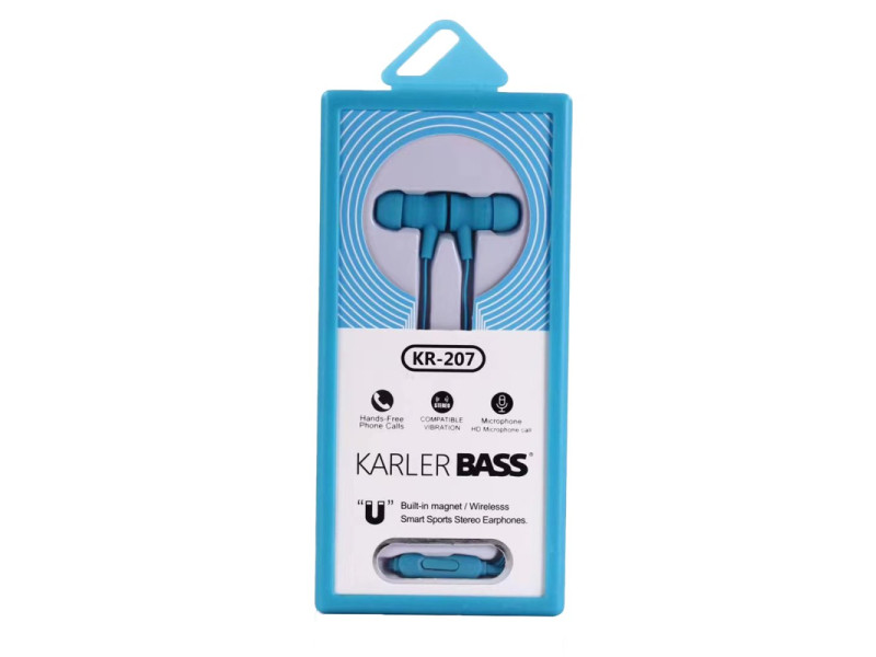 Karler Bass KR-207 Mıknatıslı Kablolu Kulaklık - Mavi