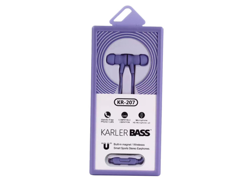Karler Bass KR-207 Mıknatıslı Kablolu Kulaklık - Mor