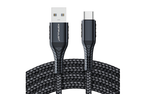 Konfulon DC34 Usb 3.0 to Type-C 1M Tel Örgü 60W Kablo - Gri