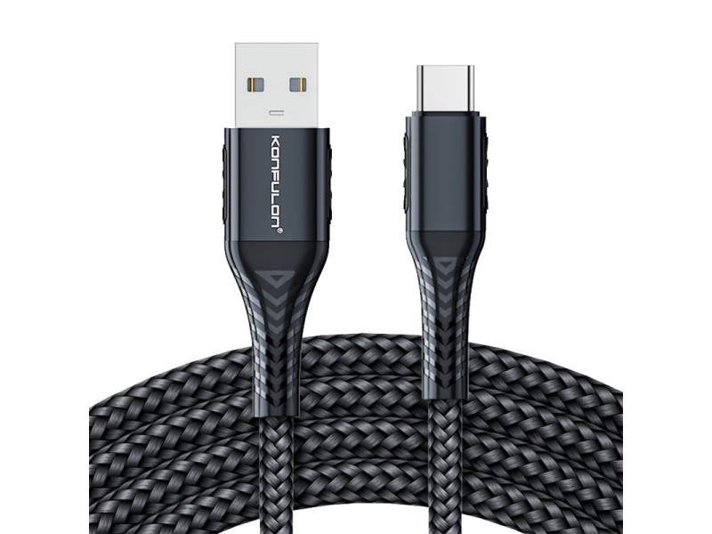 Konfulon DC34 Usb 3.0 to Type-C 1M Tel Örgü 60W Kablo - Gri