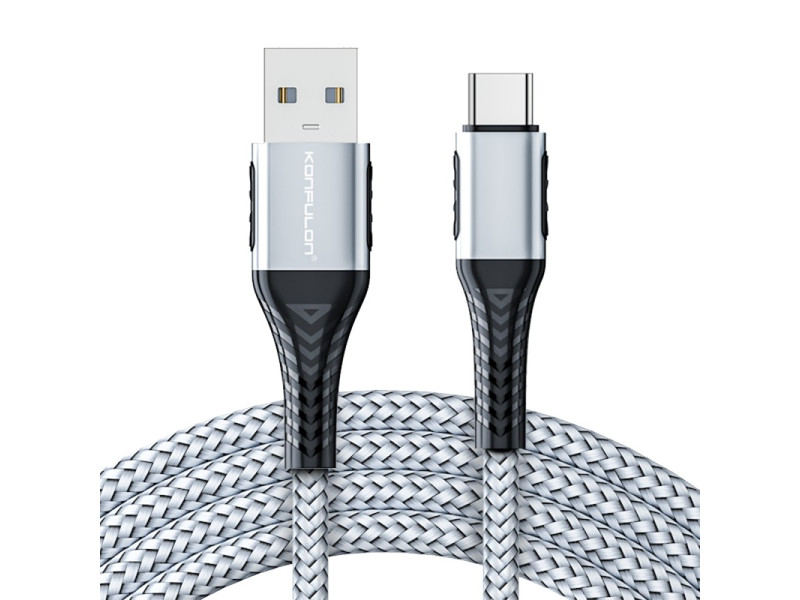 Konfulon DC34 Usb 3.0 to Type-C 1M Tel Örgü 60W Kablo - Gümüş