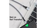 Konfulon DC34 Usb 3.0 to Type-C 1M Tel Örgü 60W Kablo - Gümüş
