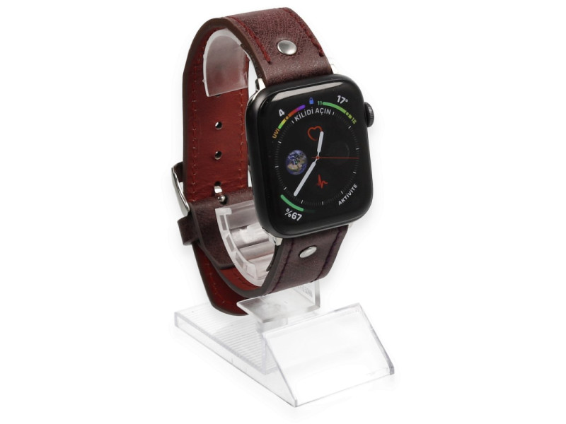 Newface Apple Watch 44mm NL18 Deri Kordon - Derin Mor