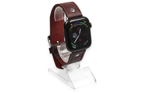 Newface Apple Watch 45mm NL18 Deri Kordon - Derin Mor