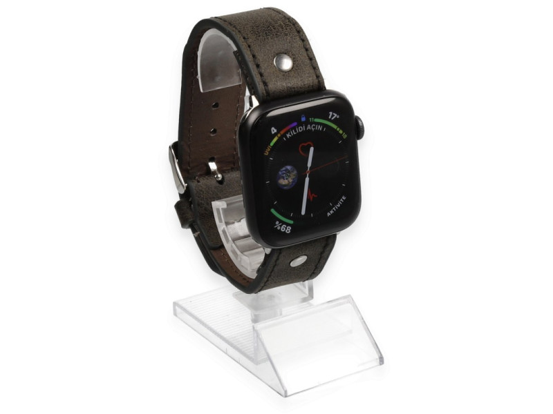 Newface Apple Watch 45mm NL18 Deri Kordon - Kahverengi