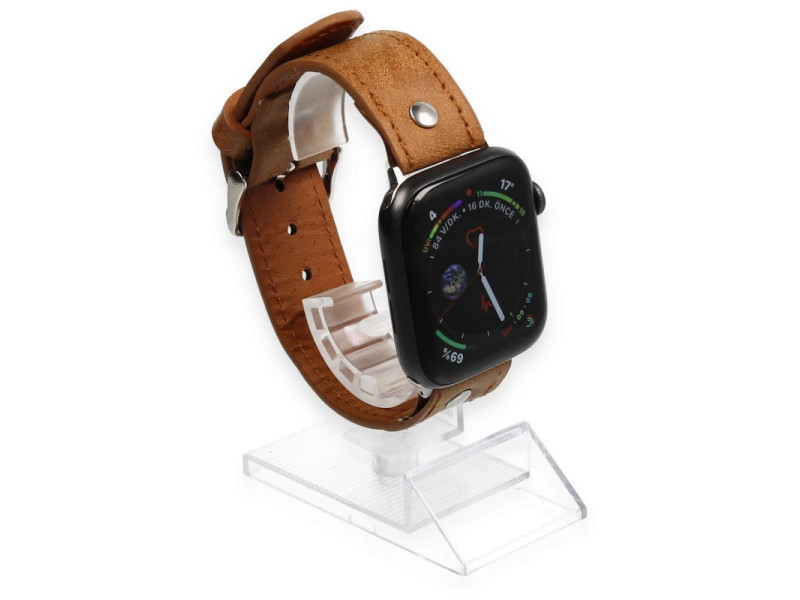 Newface Apple Watch 45mm NL18 Deri Kordon - Taba