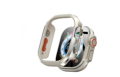 Movenchy Apple Watch Ultra 49mm Movenchy MO-WT3 Alüminyum Camlı Kasa Ekran Koruyucu - Yıldız Işığı