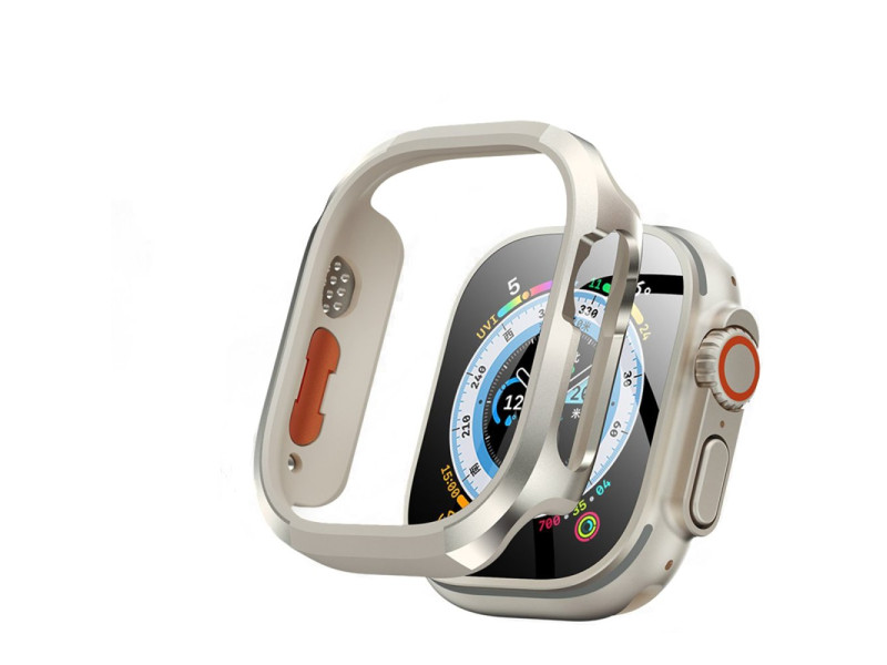 Movenchy Apple Watch Ultra 49mm Movenchy MO-WT3 Alüminyum Camlı Kasa Ekran Koruyucu - Yıldız Işığı