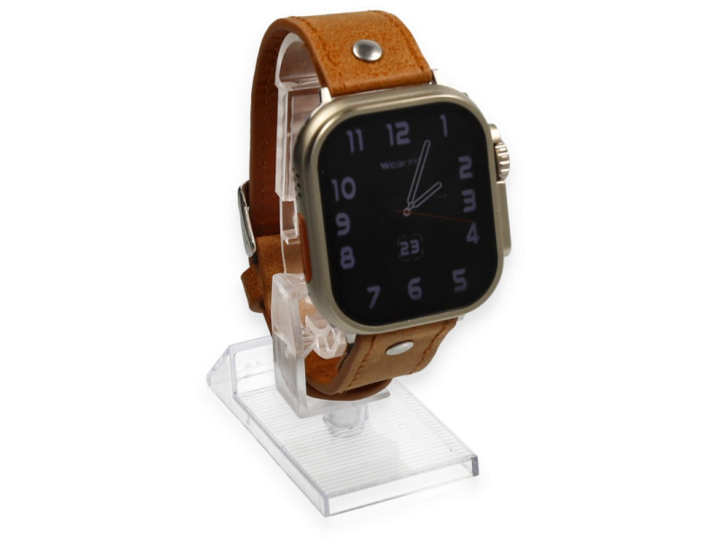 Newface Apple Watch Ultra 49mm NL18 Deri Kordon - Taba