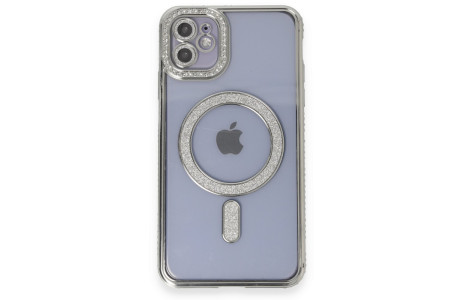 Newface iPhone 11 Kılıf Joke Simli Magneticsafe Kılıf - Gümüş