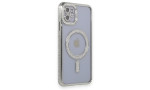 Newface iPhone 11 Kılıf Joke Simli Magneticsafe Kılıf - Gümüş