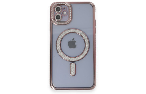 Newface iPhone 11 Kılıf Joke Simli Magneticsafe Kılıf - Pembe