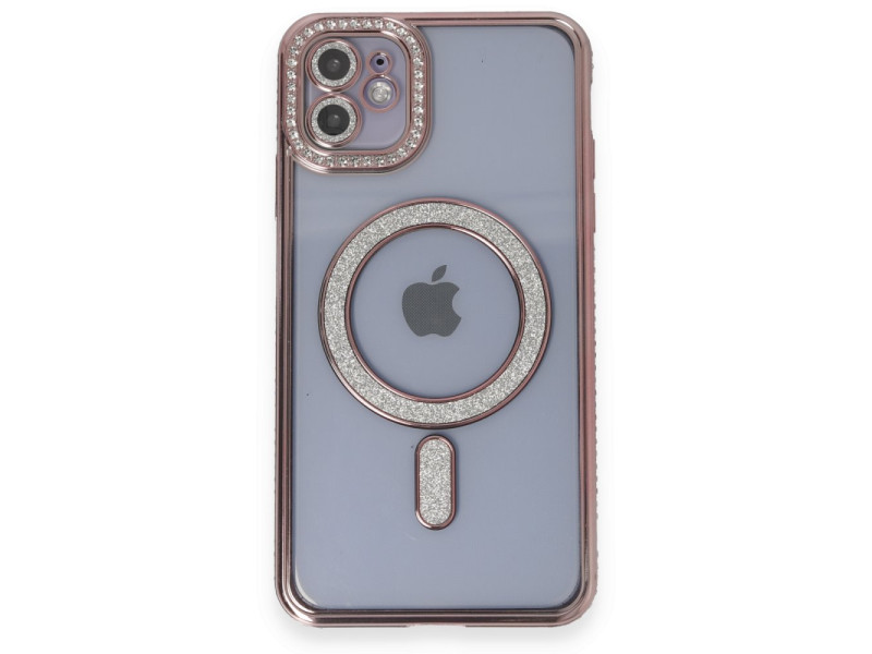 Newface iPhone 11 Kılıf Joke Simli Magneticsafe Kılıf - Pembe