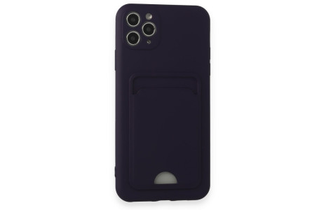 Newface iPhone 11 Pro Max Kılıf Kelvin Kartvizitli Silikon - Derin Mor