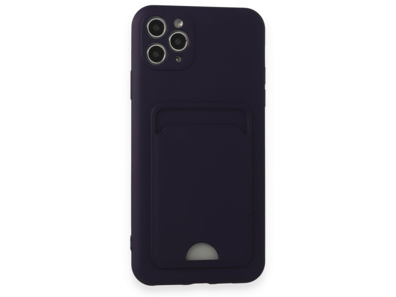 Newface iPhone 11 Pro Max Kılıf Kelvin Kartvizitli Silikon - Derin Mor