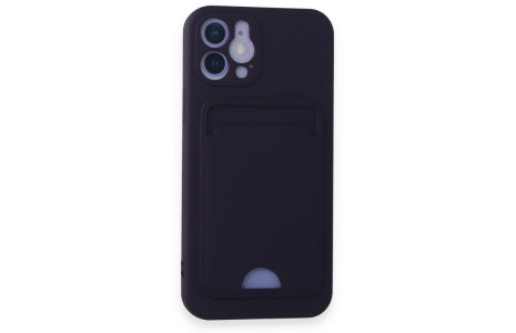 Newface iPhone 12 Kılıf Kelvin Kartvizitli Silikon - Derin Mor