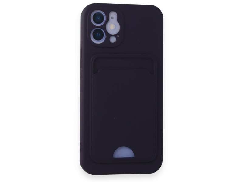 Newface iPhone 12 Kılıf Kelvin Kartvizitli Silikon - Derin Mor