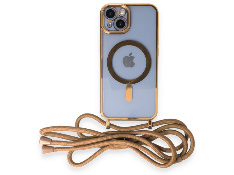 Newface iPhone 13 Kılıf Divo Lazer Askılı Magsafe Kapak - Gold