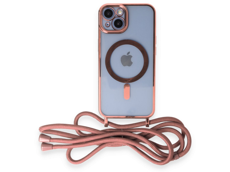 Newface iPhone 13 Kılıf Divo Lazer Askılı Magsafe Kapak - Pembe