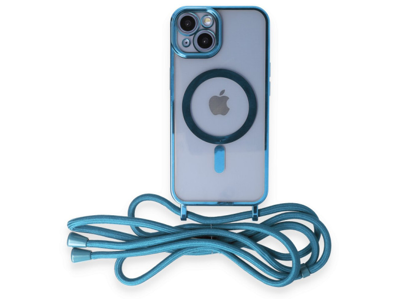 Newface iPhone 13 Kılıf Divo Lazer Askılı Magsafe Kapak - Sierra Blue