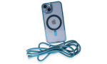 Newface iPhone 13 Kılıf Divo Lazer Askılı Magsafe Kapak - Sierra Blue