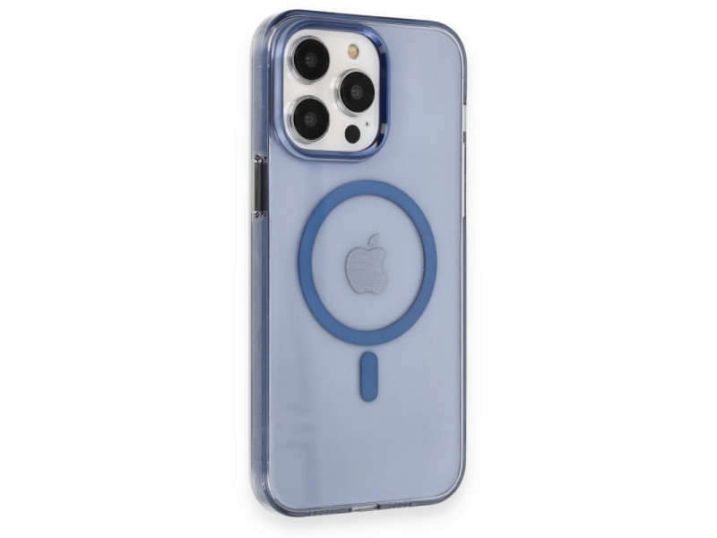 Newface iPhone 13 Pro Max Kılıf Tron Şeffaf Magsafe Kapak - Mavi