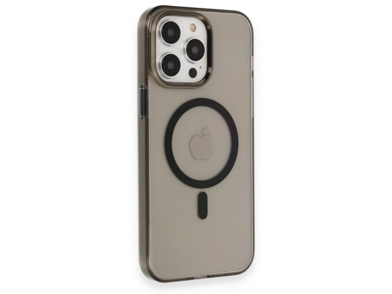 Newface iPhone 13 Pro Max Kılıf Tron Şeffaf Magsafe Kapak - Siyah