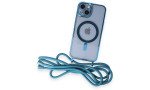 Newface iPhone 14 Kılıf Divo Lazer Askılı Magsafe Kapak - Sierra Blue