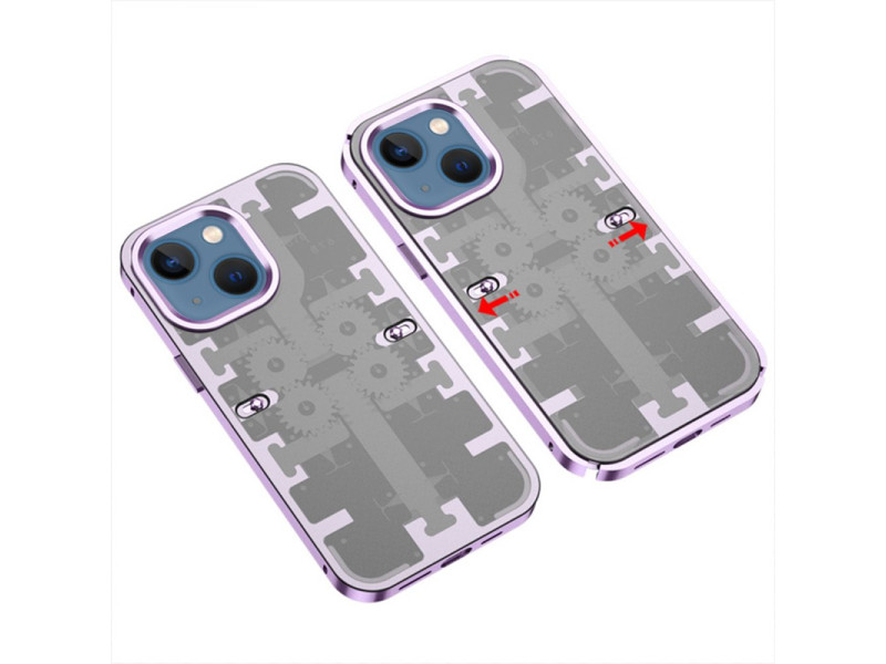Newface iPhone 14 Kılıf Mekanik Bumper Kapak - Derin Mor