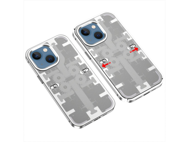 Newface iPhone 14 Kılıf Mekanik Bumper Kapak - Gümüş