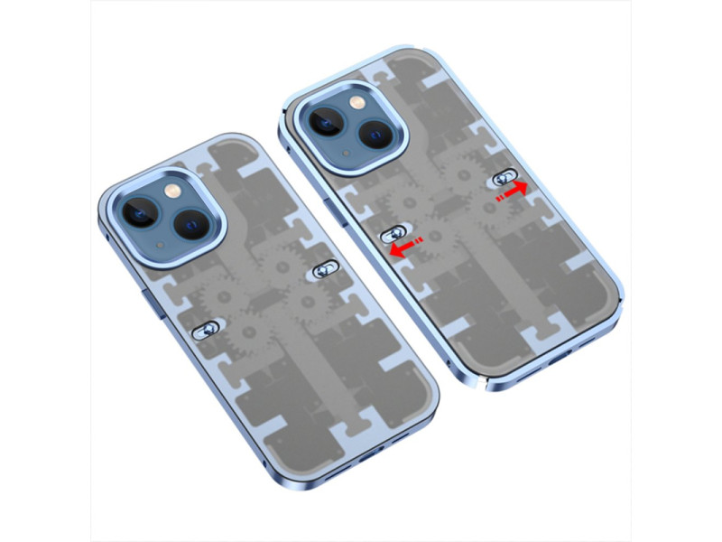 Newface iPhone 14 Kılıf Mekanik Bumper Kapak - Mavi