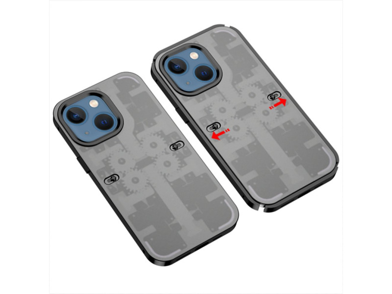 Newface iPhone 14 Kılıf Mekanik Bumper Kapak - Siyah