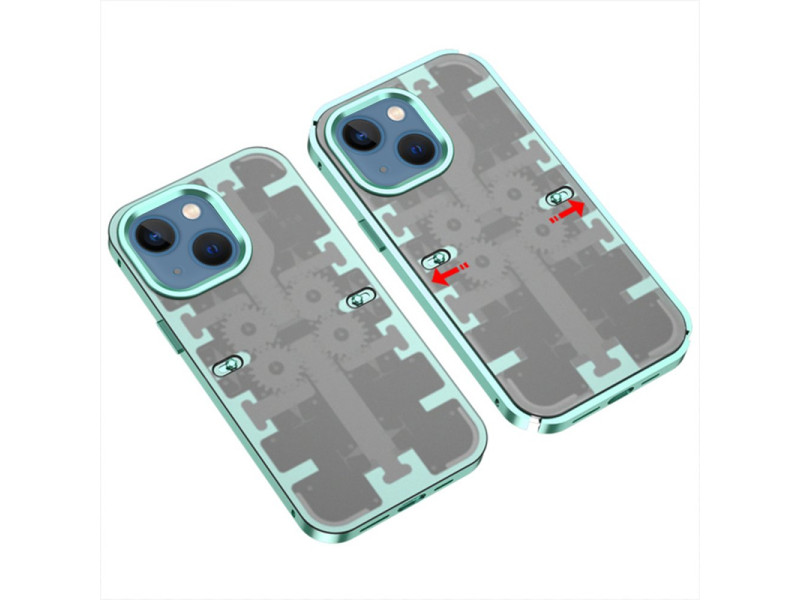 Newface iPhone 14 Kılıf Mekanik Bumper Kapak - Yeşil