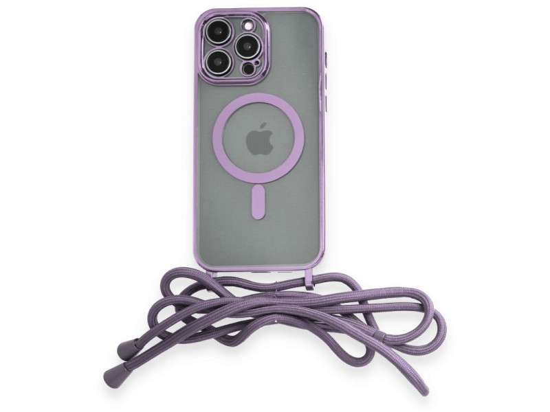 Newface iPhone 14 Pro Kılıf Divo Lazer Askılı Magsafe Kapak - Lila