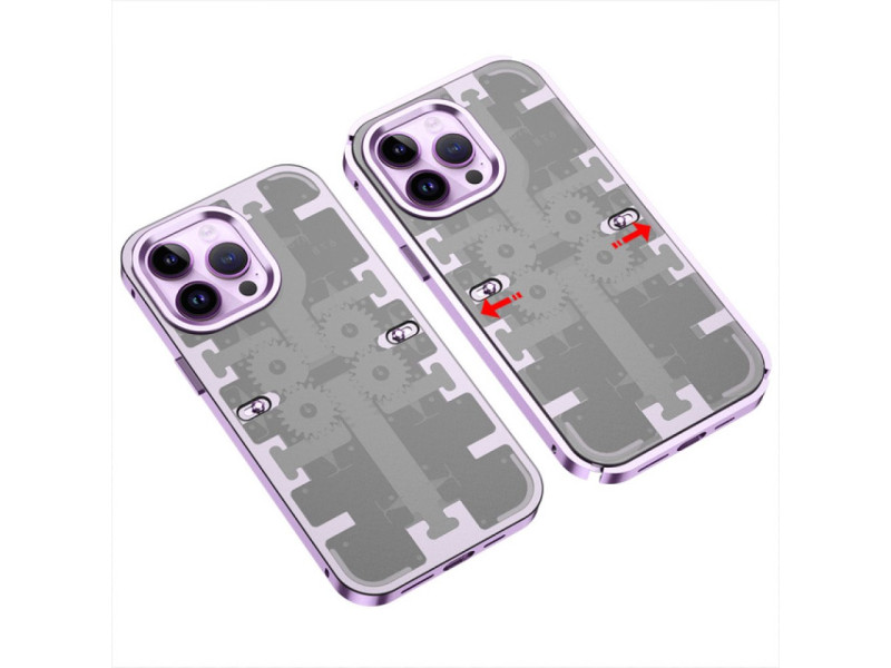 Newface iPhone 14 Pro Kılıf Mekanik Bumper Kapak - Derin Mor