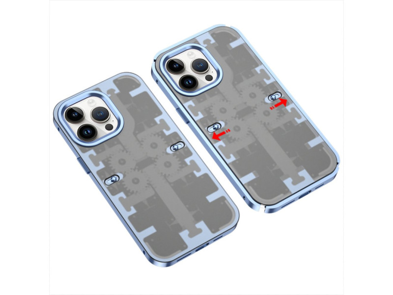 Newface iPhone 14 Pro Kılıf Mekanik Bumper Kapak - Mavi