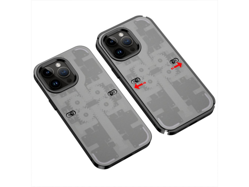 Newface iPhone 14 Pro Kılıf Mekanik Bumper Kapak - Siyah