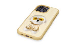 Newface iPhone 14 Pro Kılıf Nimmy Glass Desenli Kapak - Gold