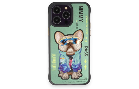 Newface iPhone 14 Pro Kılıf Nimmy Glass Desenli Kapak - Koyu Yeşil