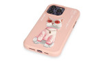 Newface iPhone 14 Pro Kılıf Nimmy Glass Desenli Kapak - Pembe
