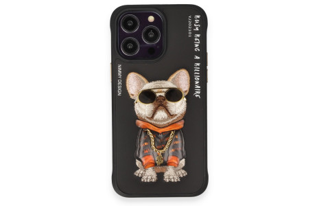 Newface iPhone 14 Pro Kılıf Nimmy Glass Desenli Kapak - Siyah - 2