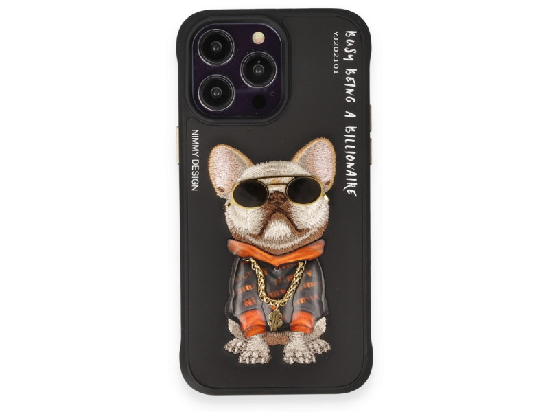 Newface iPhone 14 Pro Kılıf Nimmy Glass Desenli Kapak - Siyah - 2