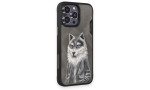 Newface iPhone 14 Pro Kılıf Nimmy Nakış Desenli Kapak - Gri